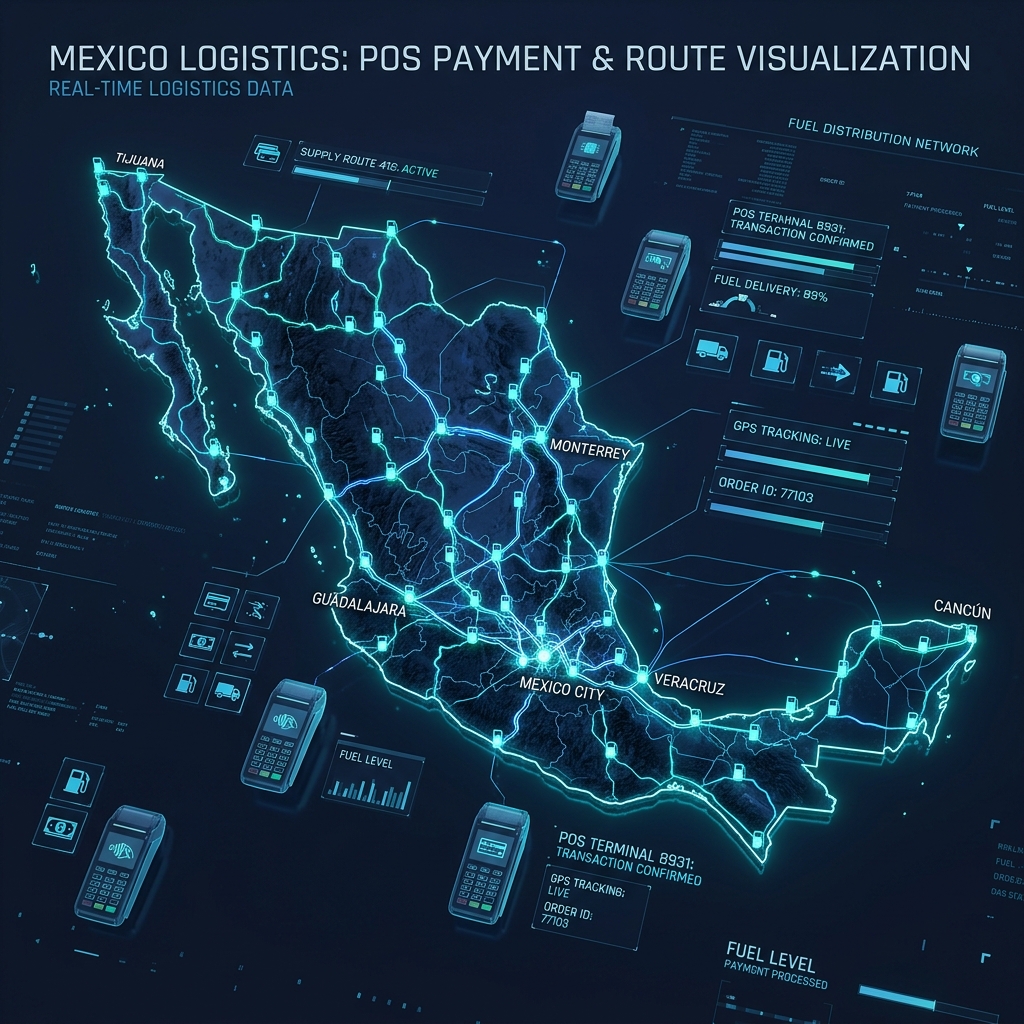 Mapa de cobertura nacional y rutas a estaciones de servicio en México