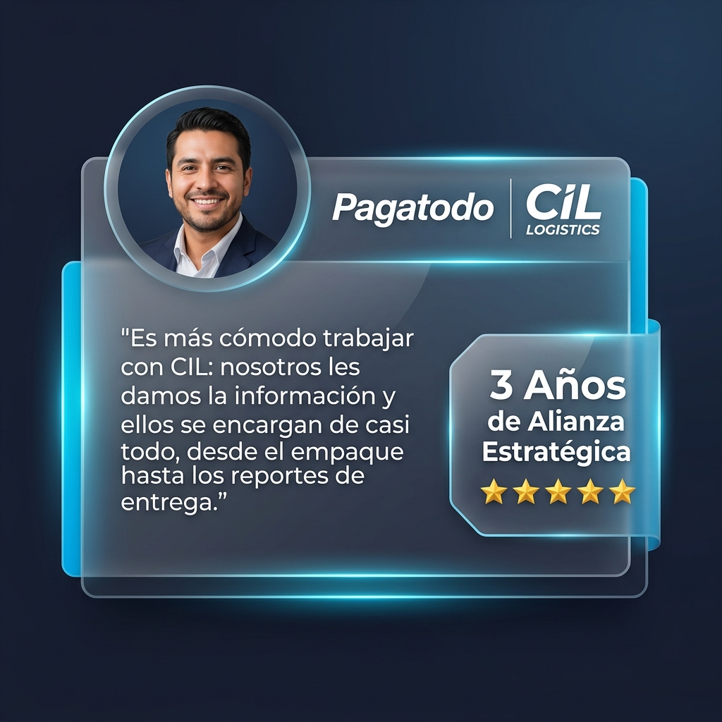 Tarjeta conmemorativa de los 3 años de trabajo conjunto entre Pagatodo y CIL